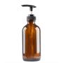 1Pack Empty Glass Brown Pump Bottles With Black Pumps Jars Pot Dispenser Container For Bathroom Shower Liquid Lotion Soap Cream Cosmetic Body Wash Foundations(250ml / 8.5oz)