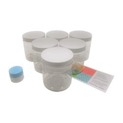 Clear 8 oz Plastic Jars with White Lids (6 pk) with Mini Jar - PET Round Refillable Containers