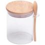 BESTONZON 420ml Condiment Spice Jars Glass Seasoning Container with Spoon Wood Lids Food Storage Canister for Kitchen Tea Coffee Sugar Salt