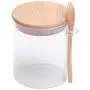 BESTONZON 420ml Condiment Spice Jars Glass Seasoning Container with Spoon Wood Lids Food Storage Canister for Kitchen Tea Coffee Sugar Salt