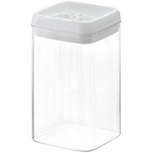 HOMELUNY Set of 4 Clear Airtight Plastic Food Jars Milk Pink Jars Moisture Proof Cereal Storage Container Jars Square 2.3L for Candy, Cookie, Rice, Sugar,Flour,Snacks Keeping Food Dry & Fresh