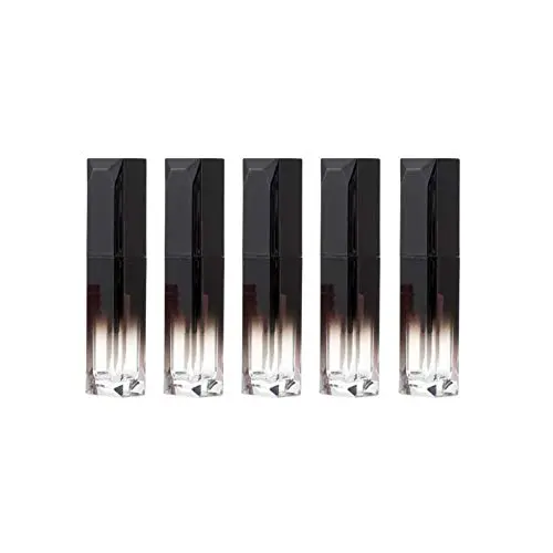 5 Stück Mini-Quadratische Lippenpflege-Tubes (4 ml / 0,14 oz) mit Applikator, wiederbefüllbare Kunststoff-Lippenstift-Tubes, Lippenbalsam-Behälter, DIY-Glasbehälter, für Lippenbalsam/Lippenstift (Grau-Gradient)