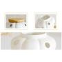 BESTONZON White Ceramic Canister Jar Container For Food Storage with Bamboo Lid,Kitchen Canister with Hole,Garlic and Ginger Storage Container