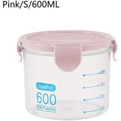 Food Storage Box,Preservation Kitchen Bottle Jar Sealing Pot Food Fresh Plastic(Small,Pink)