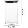 Ensemble de 4 bocaux en verre transparent avec couvercles en acier inoxydable hermétiques.