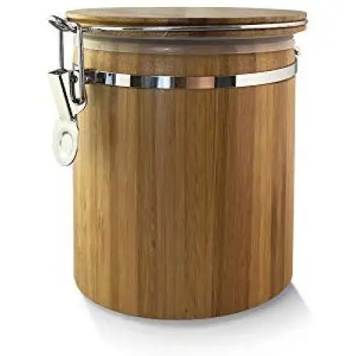 JapanBargain Bambusbehälter, luftdichter Küchen-Organizer, Lebensmittel-Behälter mit Deckel für Kaffee, Tee, Zucker, Süßigkeiten, Müsli, 5,3 x 5,9 Zoll, Medium