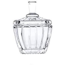 Colias Wing Home Decor & Party Wedding Centerpiece Stripes Square Clear Glass Ribbed Apothecary Jars/Candy Buffet Canisters/Candy Buffet Storage Container/Kitchen Food Storage Jars with Lid-Small