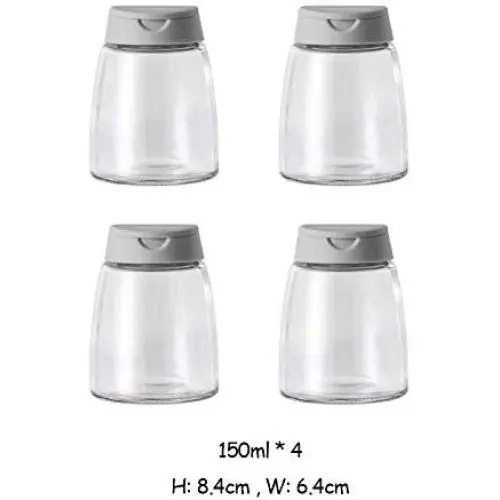 Glas Geschmacksbeutelbehälter Set, 4-teiliges Lagerbehälter für Gewürze mit perforierter Deckel - Siebdeckel