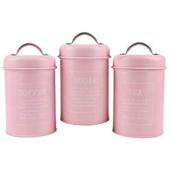 VANKOA 3 Piece Airtight Galvanized Tin Canister Set, Food Storage Container with Lids