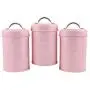 joyMerit 3-Pack Kitchen Canister Set With Airtight Lid For Food Storage, Store Coffee, Sugar, Tea, Spices, Dry Food and More (Pink Color)