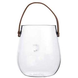 Practical Boutique Unique Chic Nordic Glass Storage Jar Bottle With Leather Handle Minimalist Desk Storage Bottle Organizer,B