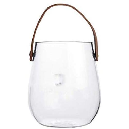 Practical Boutique Unique Chic Nordic Glass Storage Jar Bottle With Leather Handle Minimalist Desk Storage Bottle Organizer,B