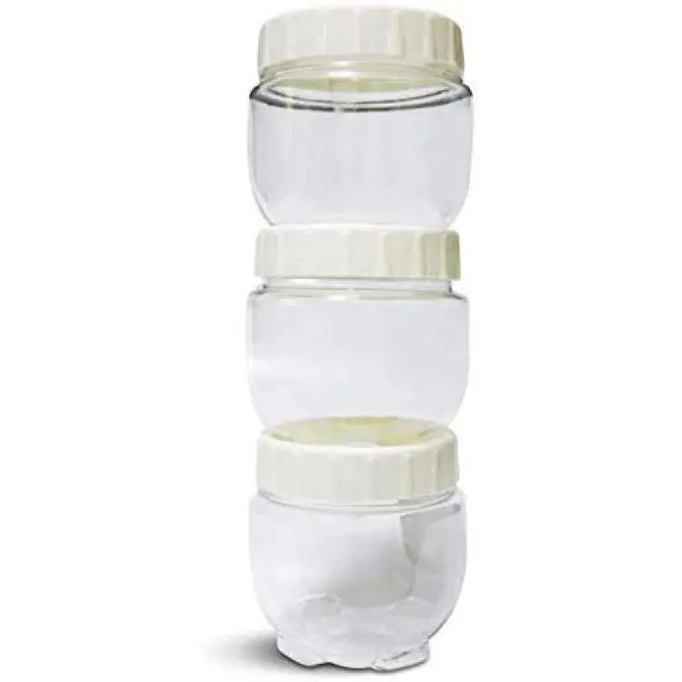 DUXU T-Lock Food Storage Containers – Set of 3, 16Oz Twist & Lock Stackable  Jars - BPA Free & Durable Plastic Snack Containers with Interlocking  Leakproof Lids - Keep Food Dry & Fresh (white)