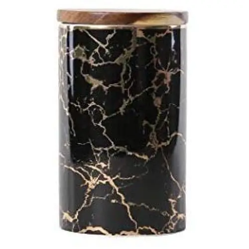 Food Storage Jar, Ceramic Kitchen Canisters with Airtight Seal Bamboo Lid, Food Storage Canister for Tea, Coffee Bean, Spice, Sugar, Flour (98x128mm)
