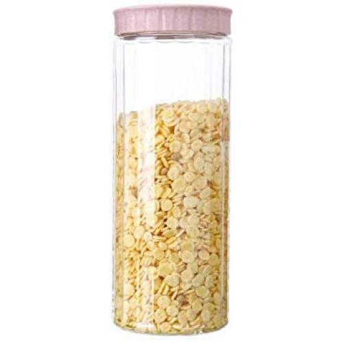 Transparente Kunststoff-Dose Haushaltsmilchpulver Tee Kaffee Küchen-Dose mit Deckel für Küchenorganisation, Rosa Transparent