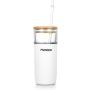 20oz Glass Tumbler Glass Water Bottle With Straw Silicone Protective Sleeve Bamboo Lid - BPA Free White
