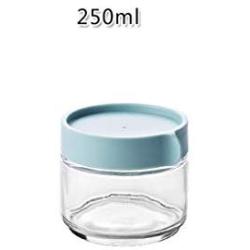 1Pcs Kitchen Glass Sealed Jars With Lid Cereals Snacks Storage Tank Milk Powder Candy Cookie Container Storage Bottle,250Ml-Blue