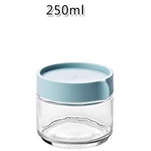 1Pcs Kitchen Glass Sealed Jars With Lid Cereals Snacks Storage Tank Milk Powder Candy Cookie Container Storage Bottle,250Ml-Blue