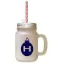 Navy"H" Christmas Tree Toy Monogram H Frosted Glass Mason Jar With Straw Navy"H" Christmas Tree Toy Monogram H Frosted Glass Mason Jar With Straw