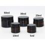 3 PCS 5 ML 0.2 OZ Amber Glass Facial Care Cream Bottle Empty Refillable Cosmetic Jar with Black Cap and Liner Lotion Pots Cases Boxes Dispense Containers Portable Sample Balm Storage Tins