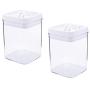 UPKOCH 2pcs Plastic Transparent Sealed Can Square Food Storage Jar Snacks Containers for Nut Tea Spice (1.3L)