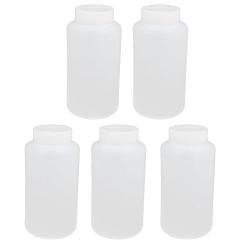 uxcell 5pcs 1000ml PE Plastic Wide Mouth Sealed Liquid Storage Bottle Container White