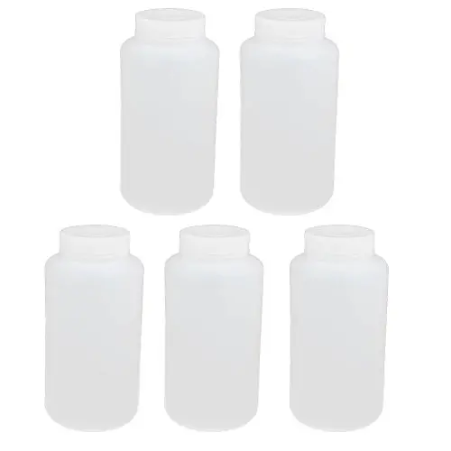 uxcell 5pcs 1000ml PE Plastic Wide Mouth Sealed Liquid Storage Bottle Container White uxcell 5pcs 1000ml PE Plastic Wide Mouth Sealed Liquid Storage Bottle Container White