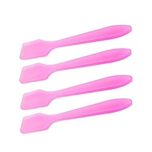 100 PCS Length 3.2 Disposable Plastic Cosmetic Skin Care Cream Lotion Makeup Spoon Spatula Stick Facial Mask Scoop For DIY Mixing And Sampling Beauty Products (Pink)