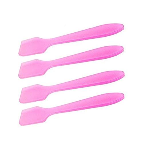 100 PCS Length 3.2 Disposable Plastic Cosmetic Skin Care Cream Lotion Makeup Spoon Spatula Stick Facial Mask Scoop For DIY Mixing And Sampling Beauty Products (Pink)