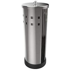 Freestanding Toilet Paper Holder Canister- Tissue Bathroom Storage Chrome Polished Stainless Steel by Silver