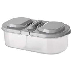 Baomabao Double-grid Food Container Grain Sealed Tank Candy Spice Storage Case With Lid (Gray)