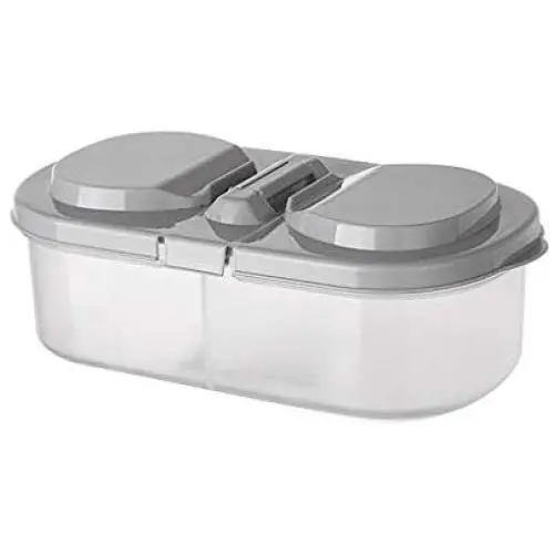 Baomabao Double-grid Food Container Grain Sealed Tank Candy Spice Storage Case With Lid (Gray) Baomabao Double-grid Food Container Grain Sealed Tank Candy Spice Storage Case With Lid (Gray)