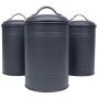 Kitchen Canisters, Set of 3 for Countertop Storage of Coffee, Food, Charcoal Grey Metal, All One-Size, Airtight Lids, Modern Farmhouse Industrial (8 Inches High with Lids, 4.5 Inches Diameter)