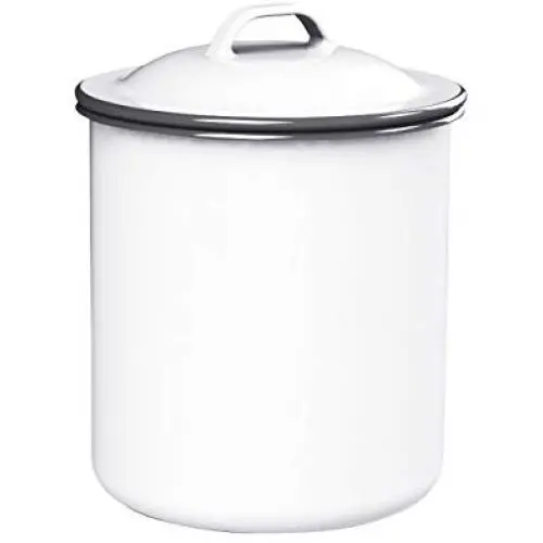 Boîte de rangement en émail Kitchencraft Living Nostalgia, 12 x 16cm - Blanc/Gris Boîte de rangement en émail Kitchencraft Living Nostalgia, 12 x 16cm - Blanc/Gris