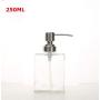 1PC Transparent Square Glass Empty Pump Dispenser Bottles Jar Pot Container For Body Wash Shower Bathroom Liquid Lotion Cosmetic Cream Makeup Foundations(250ML / 8oz)