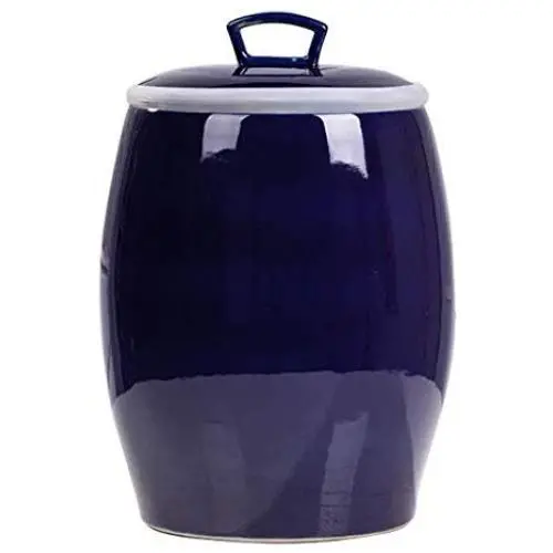 Glasgläser & Keramik-Reisbehälter Küchen-Reis-Zylinder Feuchtigkeits- und Insektenschutz – Geschenk (Farbe: Blau, Größe: 25x33cm)