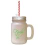 Green Family Where Life Begins Love Never Ends #2 Frosted Glass Mason Jar With Straw