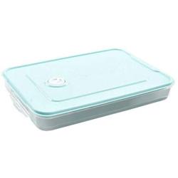 Food Storage Container with Lids, Single Layer Refrigerator Food Dumplings Airtight Storage Container Stackable Plastic Box (Blue)