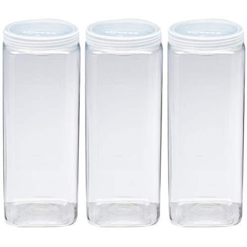 Silicook Clear Plastic Jar, Set of 3-40oz, Square Shaped, Transparent, Food Storage Container, Kitchen & Household Organization for Dry goods, Spices, Vegetables, Ingredients and More