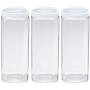 Silicook Clear Plastic Jar, Set of 3-40oz, Square Shaped, Transparent, Food Storage Container, Kitchen & Household Organization for Dry goods, Spices, Vegetables, Ingredients and More