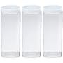 Silicook Clear Plastic Jar, Set of 3-40oz, Square Shaped, Transparent, Food Storage Container, Kitchen & Household Organization for Dry goods, Spices, Vegetables, Ingredients and More