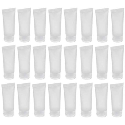 24Pcs 30ml (1oz) Empty Translucent Plastic Cosmetic Lotion Tubes Bottles Shampoo Facial Cleaning Bottles Makeup Sample Soft Container Tube Bottle Vial Jar Pot Case with Flip Lid