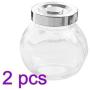 BESTONZON 4Pcs Storage sealed cans in glass with lid round shape clear dry food pantry containers for cereal cookie sugar and flour