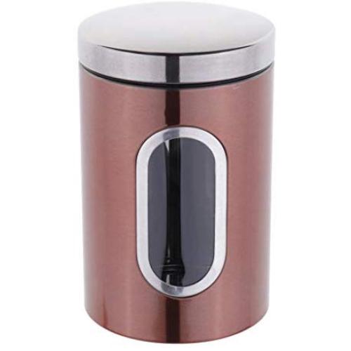 Food Storage Jar, Metal Food Storage Can with Airtight Seal Lid - Modern Design Kitchen Storage Canister for Serving Tea, Coffee,Spice (Brown)