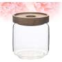 UPKOCH 500ML Portable Candy Jar Food Grain Container Glass Jar with Wooden Lid (9X10.5cm)