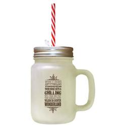 Brown When Snows AinT It Thrilling Though Nose Gets Chilling Frosted Glass Mason Jar With Straw