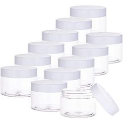 PH PandaHall 12 pcs 120ml(4 Oz) Empty Clear Plastic Slime Storage Favor Jars Wide-Mouth Sample Containers Round Cosmetic Travel Pot with White Screw Cap Lids for Beads Jewelry Make Up Nails Art