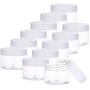 PH PandaHall 12 pcs 120ml(4 Oz) Empty Clear Plastic Slime Storage Favor Jars Wide-Mouth Sample Containers Round Cosmetic Travel Pot with White Screw Cap Lids for Beads Jewelry Make Up Nails Art