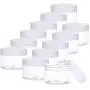 PH PandaHall 12 pcs 120ml(4 Oz) Empty Clear Plastic Slime Storage Favor Jars Wide-Mouth Sample Containers Round Cosmetic Travel Pot with White Screw Cap Lids for Beads Jewelry Make Up Nails Art