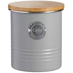 Typhoon Living Airtight Coffee Storage Canister with Bamboo Lid, Grey, 1 Litre